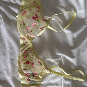 Savage X Fenty Floral Embroidered Unlined Yellow Bralette Limited Edition